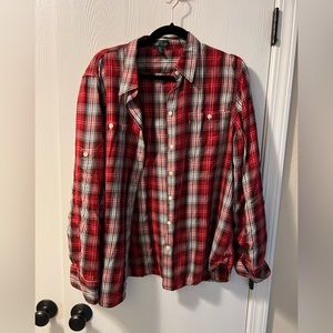 Lauren Ralph Lauren Red Plaid Cotton Button-Up Shirt | Size XL